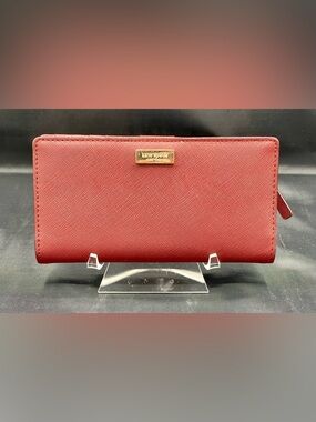 Kate Spade Bi-Fold Wallet in Red Jam Saffiano Leather